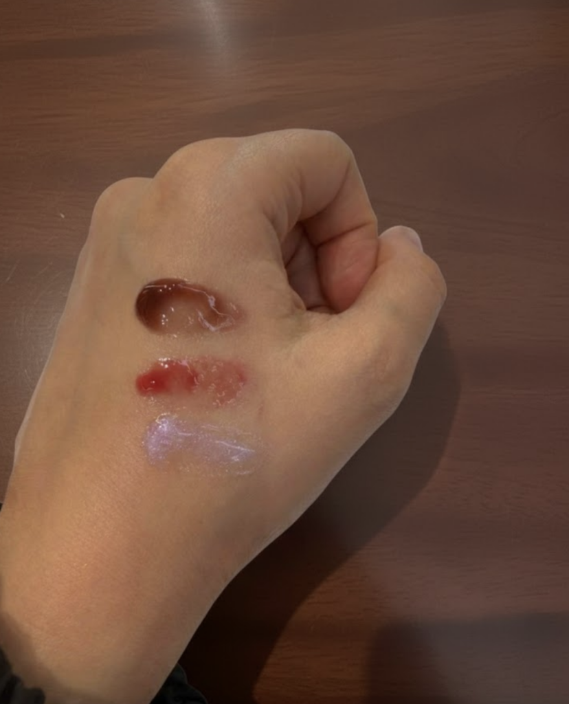 Dior lip glow butter swatches, Black Cherry, Glazed Lavender, Lychee