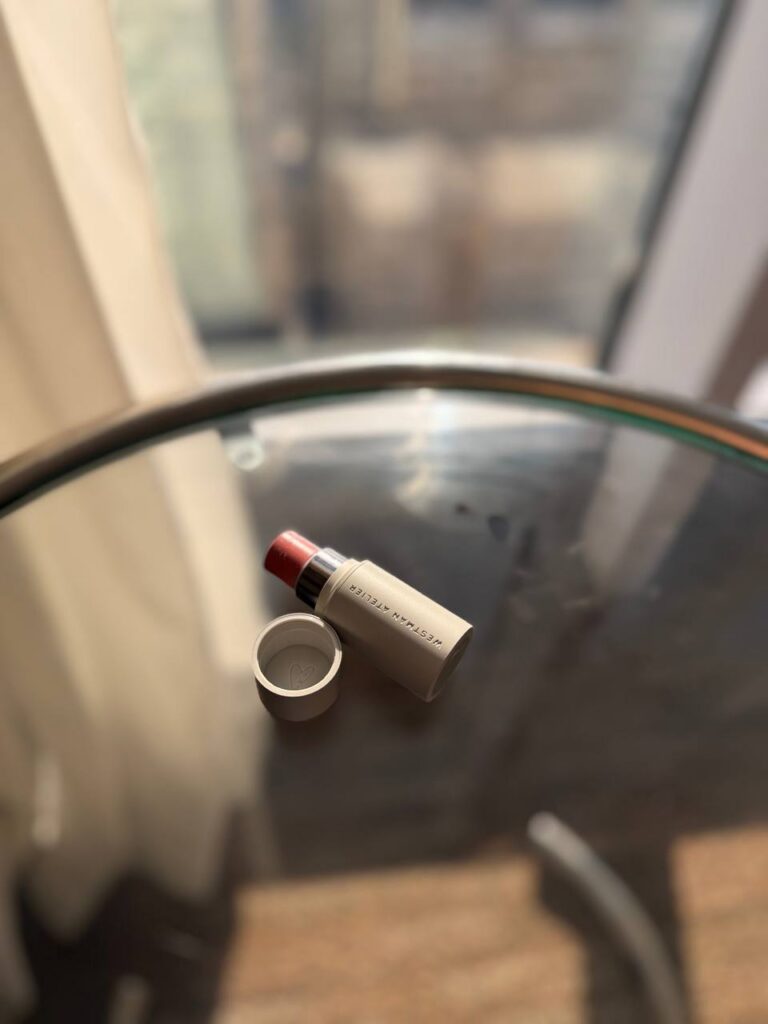 westman atelier stick blush, baby cheek, petal shade. dusty rose pink blush